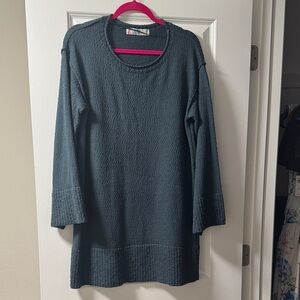 Free People Women's Textured Tunic Dress Sweater - Dark Turquoise